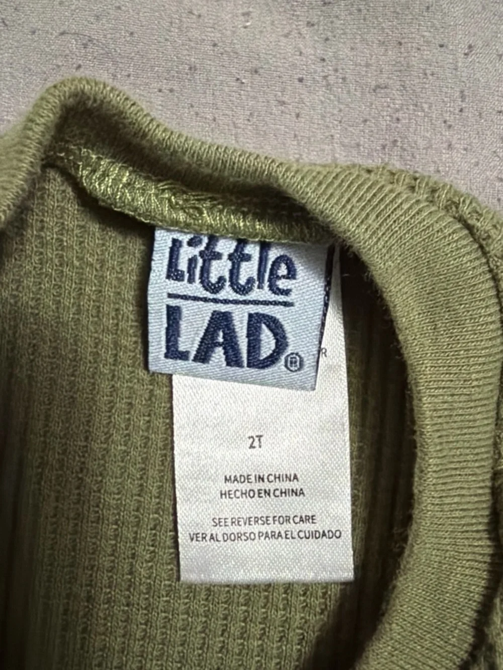Olive Green Long Sleeve Waffle Top with Pocket